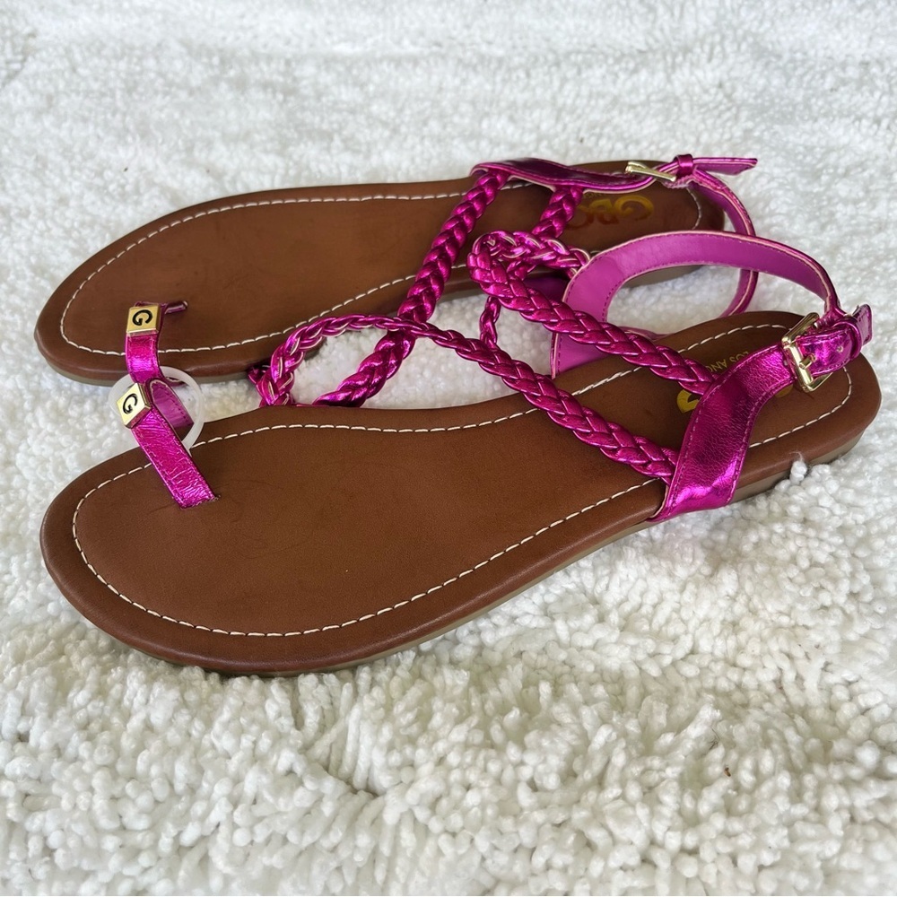 GBG Los Angeles Women's Dark Pink Lindy Braid Sandals Style# GGLindy Size 8M